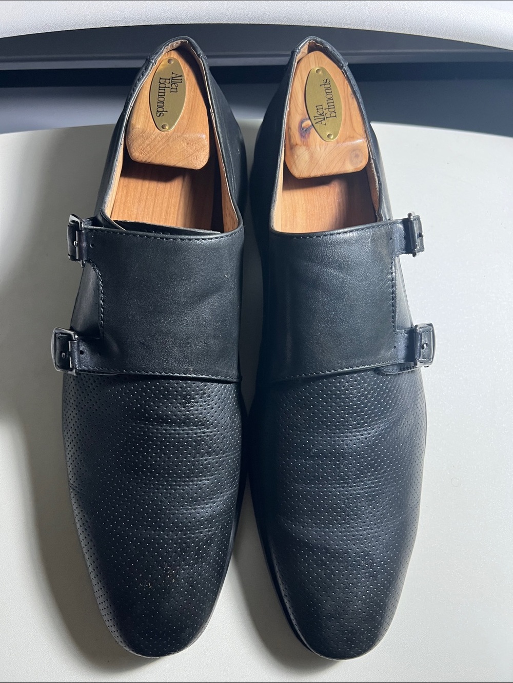 Men’s Neiman Marcus Black Leather Cross Strap Shoes Sz 10D